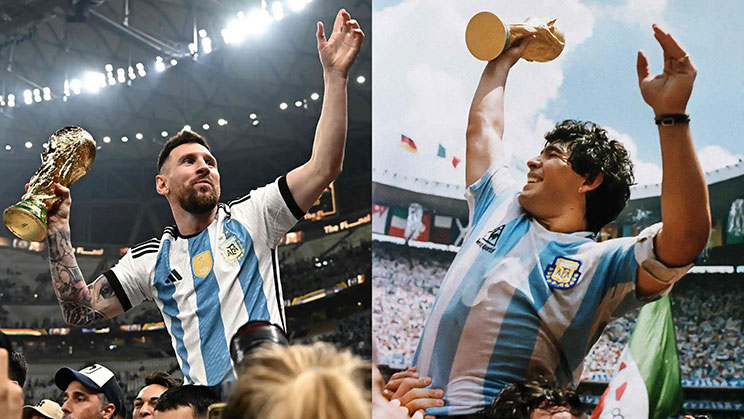 Lionel Messi dan Diego Maradona membawa Argentina menjuarai Piala Dunia 2022